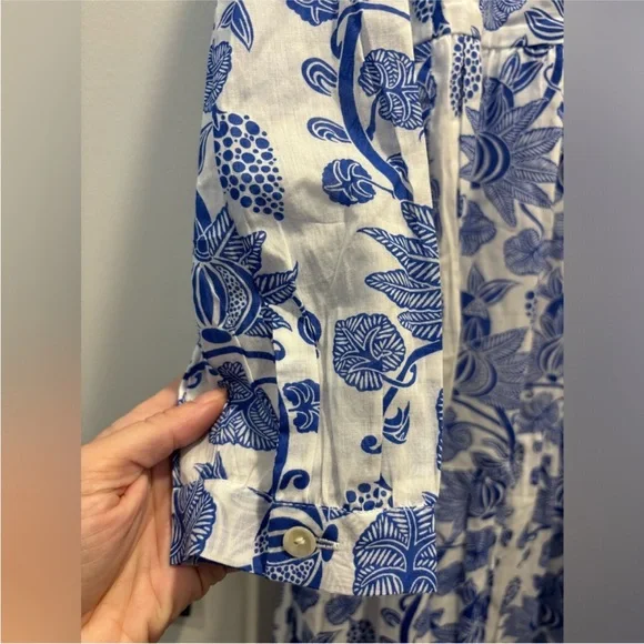 Tuckernuck Ro's Garden Bluefanny Rio Maxi Midi Dress Long Sleeve Boho blue white - Picture 16 of 16